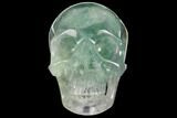 Realistic, Carved Green Fluorite Skull - Fluorescent! #150861-2